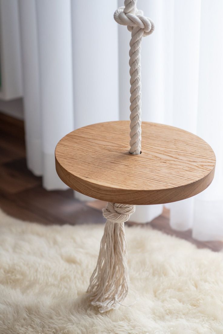 Handmade Wooden Rope Swing – Minimalist Indoor Seat for Kids