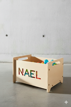 Montessori Wooden Toy Storage Box with Handles - Natural PlyWood Finish