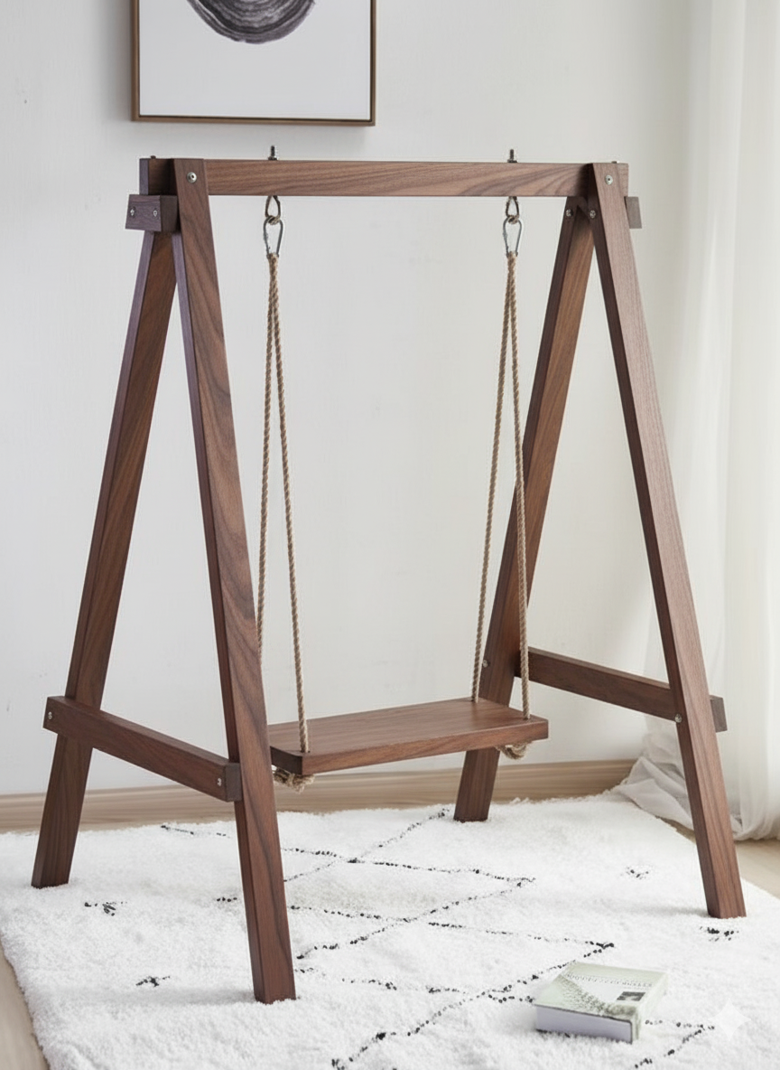 Handmade Wooden Indoor Kids Swing – Natural Playtime Joy