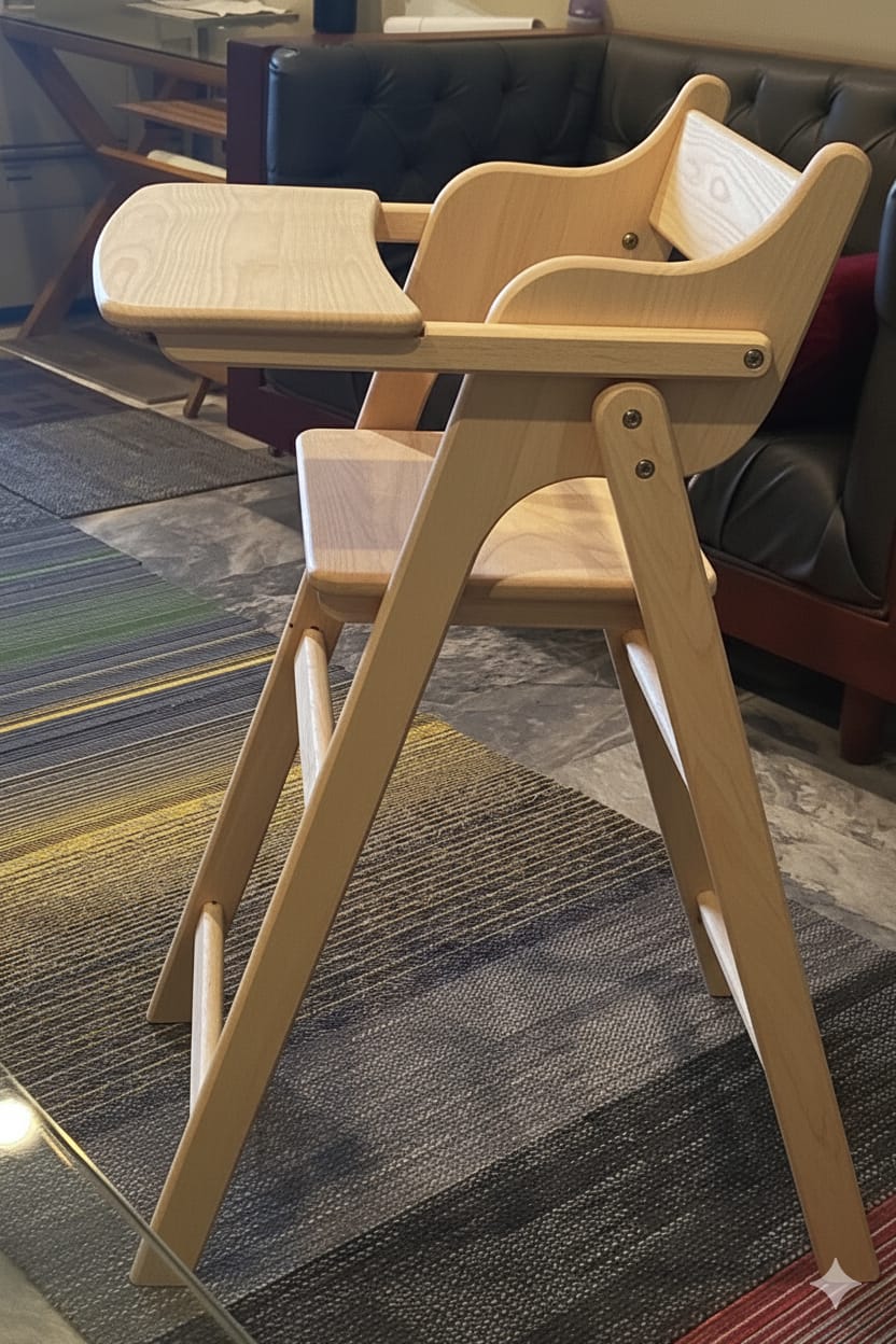 Adjustable Folding Wooden High Chair for Kids/Babies