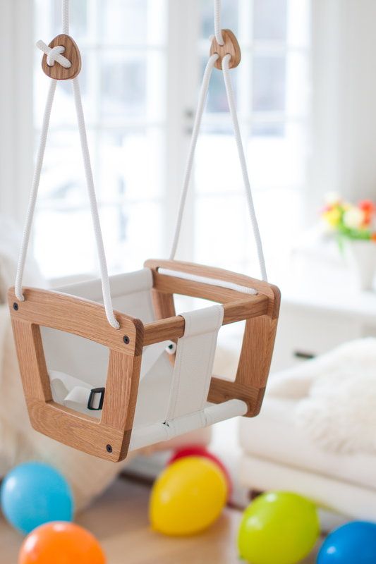 Luxurious Wooden Baby Swing with Safety Harness - Indoor/Outdoor Fun