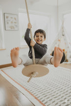 Handmade Wooden Rope Swing – Minimalist Indoor Seat for Kids